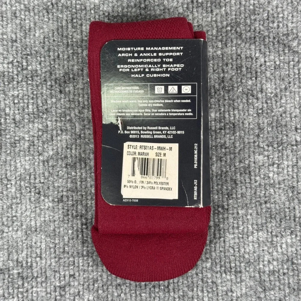 Russell Athletic Socks Youth Size‎ 3-9 All Sport Maroon White USA Made New
